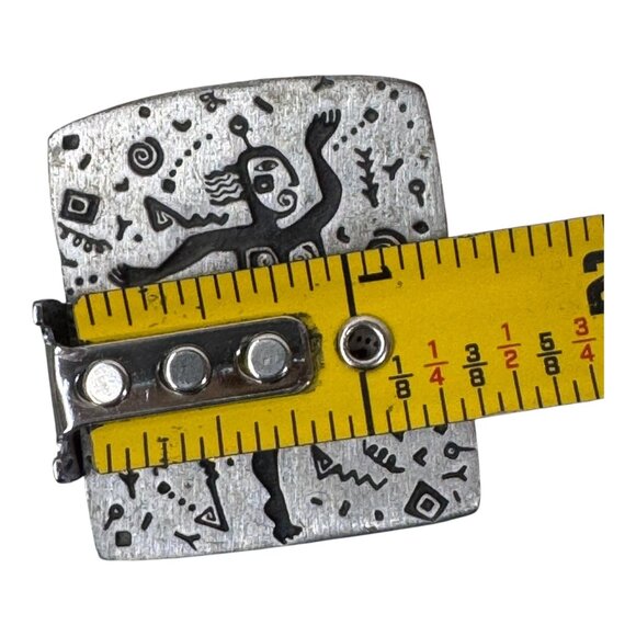 Urban Fetishes 1993 Petroglyph Pin Brooch Tribal Dancer Design Silver Tone 2" - Picture 5 of 6